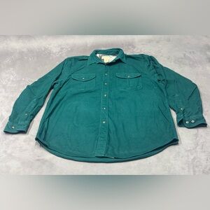 Vintage green teal button up Eddie Bauer 100% cotton mens L rare retro Y2K